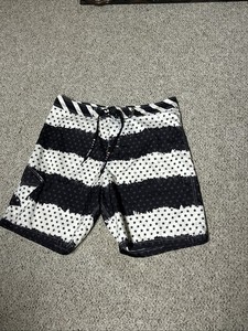 Maui and Sons Swim Trunks Beige With Black Stars 90s Retro Size 36