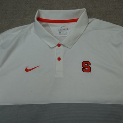 Nike Polo Shirt XL Gray White Embroidered Syracuse Dri Fit Colorblock