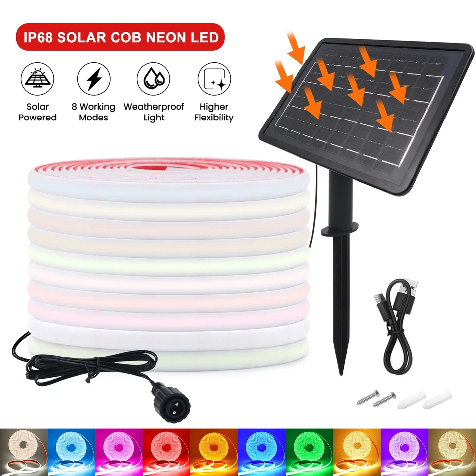 Solar COB LED Streifen Stripe Band Leiste Lichtband Wasserdicht Schlauch Außen - Bild 2 von 4