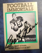 Bart Starr autographed 1985 Football Immortals card #108 of this NFL HOF legend