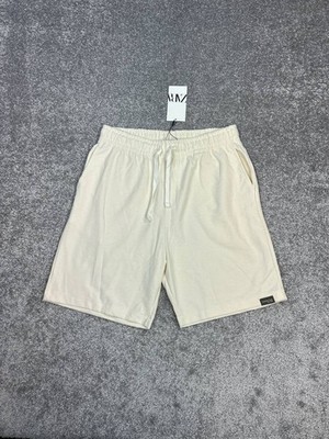 Zara Shorts Womens Large Ivory Cotton Blend Drawstring New *