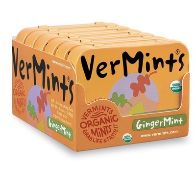 Organic GingerMint Breath Mints - Travel Size Non-GMO Vegan Candy Pack of 6