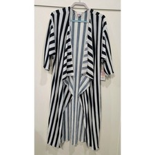 New LulaRoe Women's Blue White Striped Shirt Shirley Kimono Duster Size Large