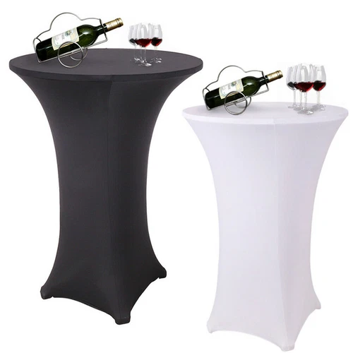 Mantel redondo de spandex negro blanco boda fiesta lavable