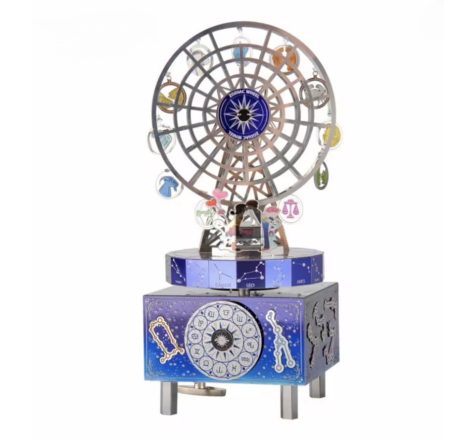 DIY Zodiac Ferris Wheel Music Box | Stainless Steel 3D Puzzle Kit Mechanical - Image 3 of 4