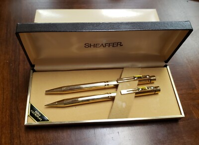 VR SHAEFFER'S  WHITE DOT  Gold EP Ballpoint PEN & PENCIL SET  NIB
