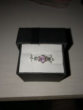 Vintage  925  SS Three Stone Ring Natural Amethyst  Blue Topaz Ring - Size 6.5