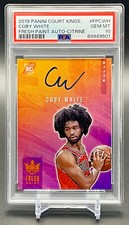 2019 Panini Court Kings Coby White Fresh Paint Auto Citrine /49 PSA 10 RC Rookie