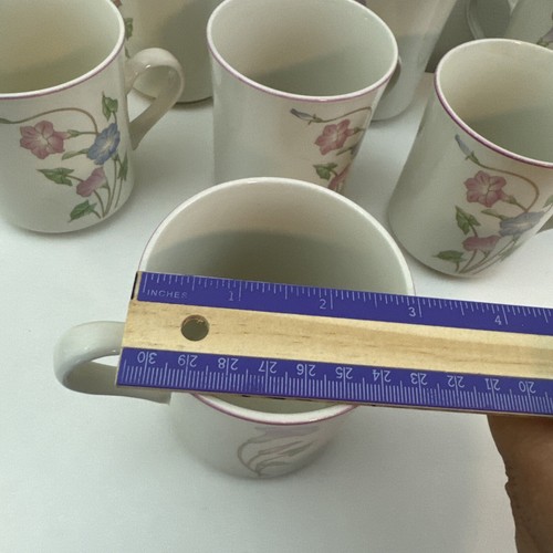 8 Vintage Sango Primavera Morning Glories Coffee Cup Mug Stoneware 8495 Pink - Picture 5 of 11
