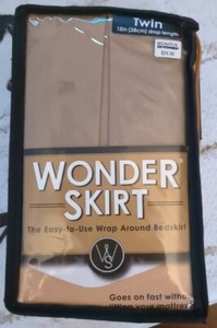 New Twin Size Bed Wonder Skirt Wrap Around Dust Ruffle 15" Drop Tan Taupe 