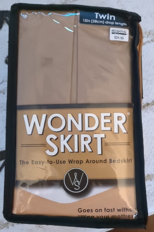 New Twin Size Bed Wonder Skirt Wrap Around Dust Ruffle 15" Drop Tan Taupe 