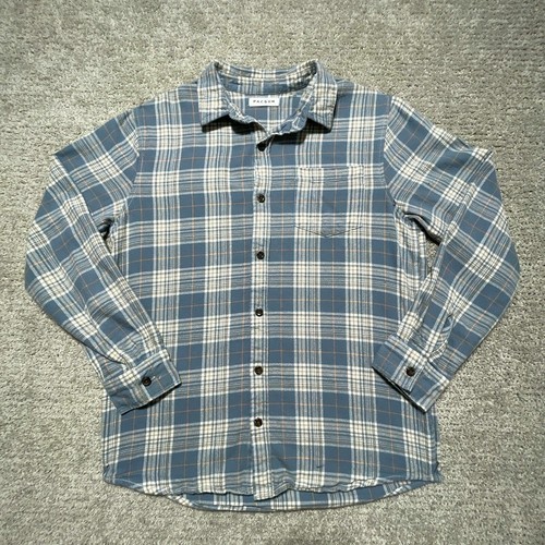Blue Plaid Shirt Button Down Casual 