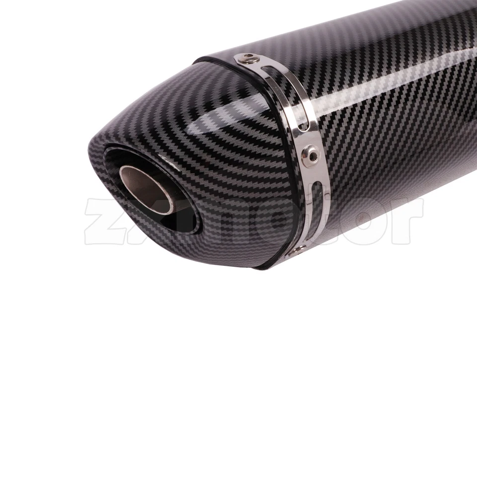 Universal Motorcycle Exhaust Muffler Pipe Carbon Look Tips Scooter 370mm 14.6" - Image 4 of 4