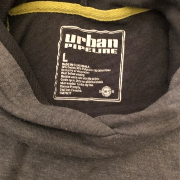 Рубашка с капюшоном для мальчиков Urban Pipeline серая и неоновая желтая с длинным рукавом - размер L - Изображение 2 из 4