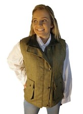 Campbell Cooper Ladies Tweed Shooting Riding Hunting Gillet Waistcoat Green New