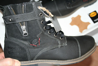 DOCKERS  by gerli  41  Neu  black echt Büffel-Leder  Schweinslederprägung OLD