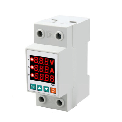 63A 220V 3IN1 Display Kwh watt Power Meter Over/Under Current Voltage Protection