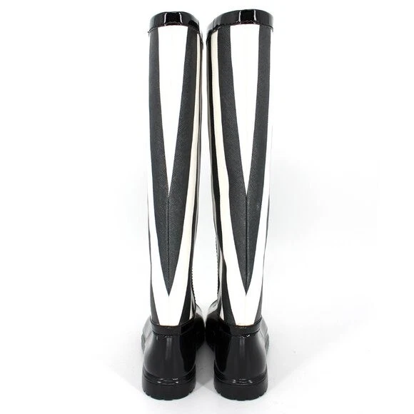 Botas de lluvia Dolce & Gabbana charol a rayas goma talla 37 EE. UU. 7 D&G Italia blancas Foto 4 de 4