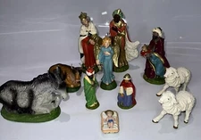 Vintage Nativity Scene Hand Painted Italy Paper Mache Figures Misc Lot