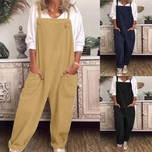 Womens Plus Size Overalls Casual Loose Dungarees Romper Baggy Playsuit Jumpsuit - Bild 2 von 35