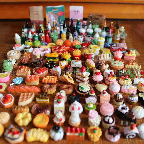 24 pièces 1/6 miniature maison de poupée supermarché nourriture mini gâteaux vin boissons accessoires