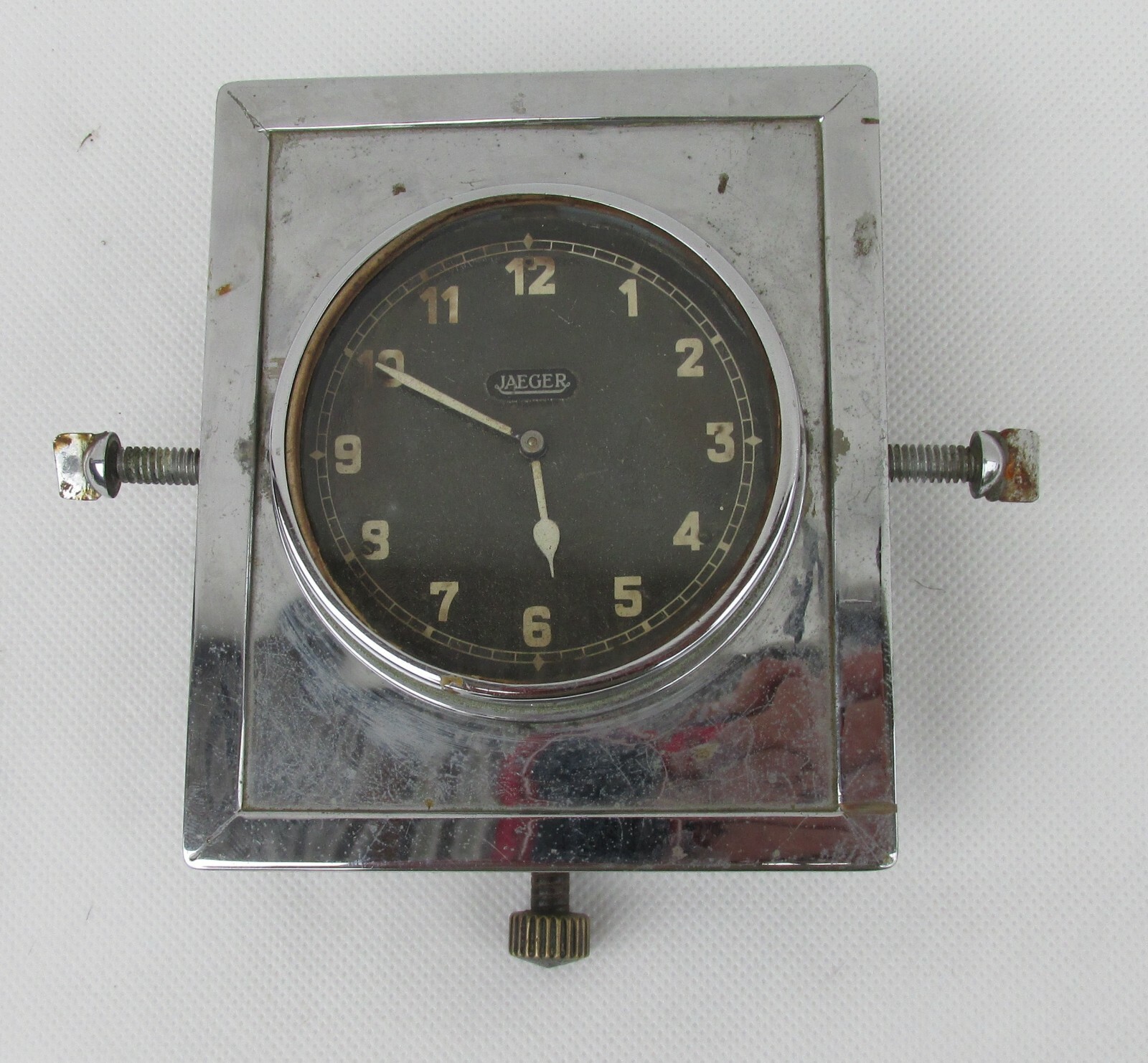 VINTAGE JAEGER ORIGINAL 8 DAYS CAR DASHBOARD CLOCK, WORKS WELL, FOR