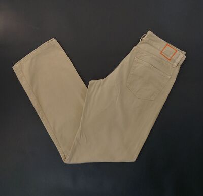 HUGO BOSS ORANGE Herren Jeans Hose W32 L34 32/34 beige gerade 100% Baumwolle