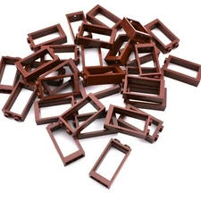 TCM BRICKS Reddish Brown 1X2X3 Flat Front Window WITH Glass X25 Compatible Parts