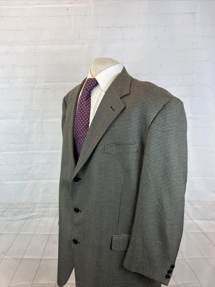 Blazer a Cuadros SUPER 110'S ETHOMAS BIG & TALL Adolfo Para Hombre Beige y Negro 50R $495 Foto 3 de 4
