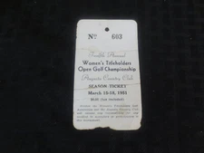 RARE 1951 Womens Titleholders Open Golf Championship Ticket Pat O'Sullivan won