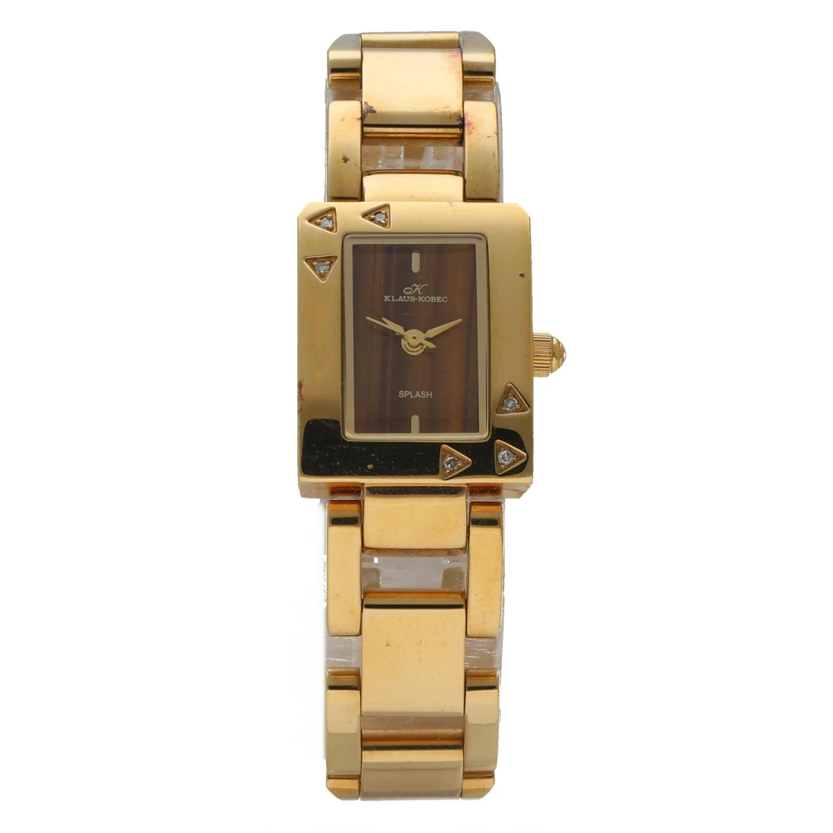 Klaus Kobec Rectangle Gold Plated Steel Wooden Dial Quartz Women s Watch