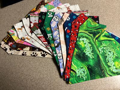 14 Assorted Over Collar Slide On Pet Dog Bandana Scarf CHRISTMAS, Easter, St Pat