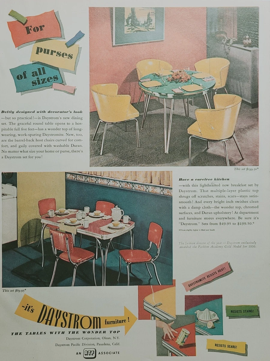 Daystrom Dining Set Olean NY Pasadena CA Daystromite Top Vintage Print Ad 1950