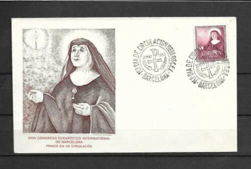 Sellos sueltos de España de 1950 a 1975 sobre primer día, religión