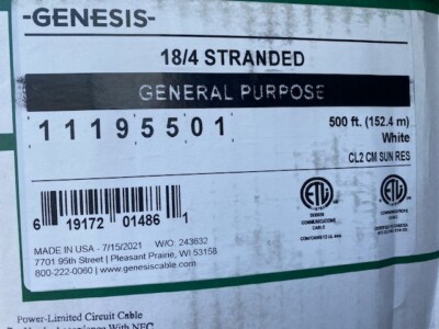 Honeywell Genesis 18 AWG Unshielded Multi-Conductor Cable 4 Unpaired 500  Feet