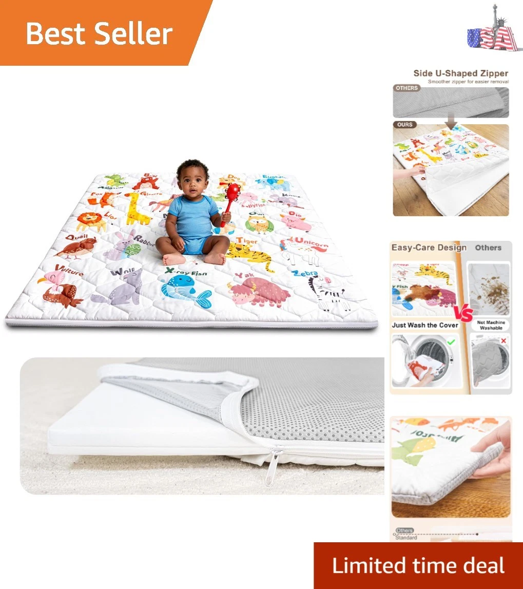Foam Baby Play Mat 50x50, Removable and Machine Washable Cover, Thicken Cushi...