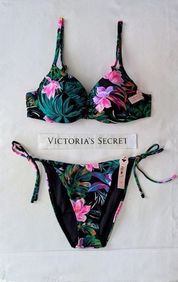 Victorias Secret Swim 2pc set 32B Sexy Tee Push-up Add 1 Cup/Size X-Small Cheeky