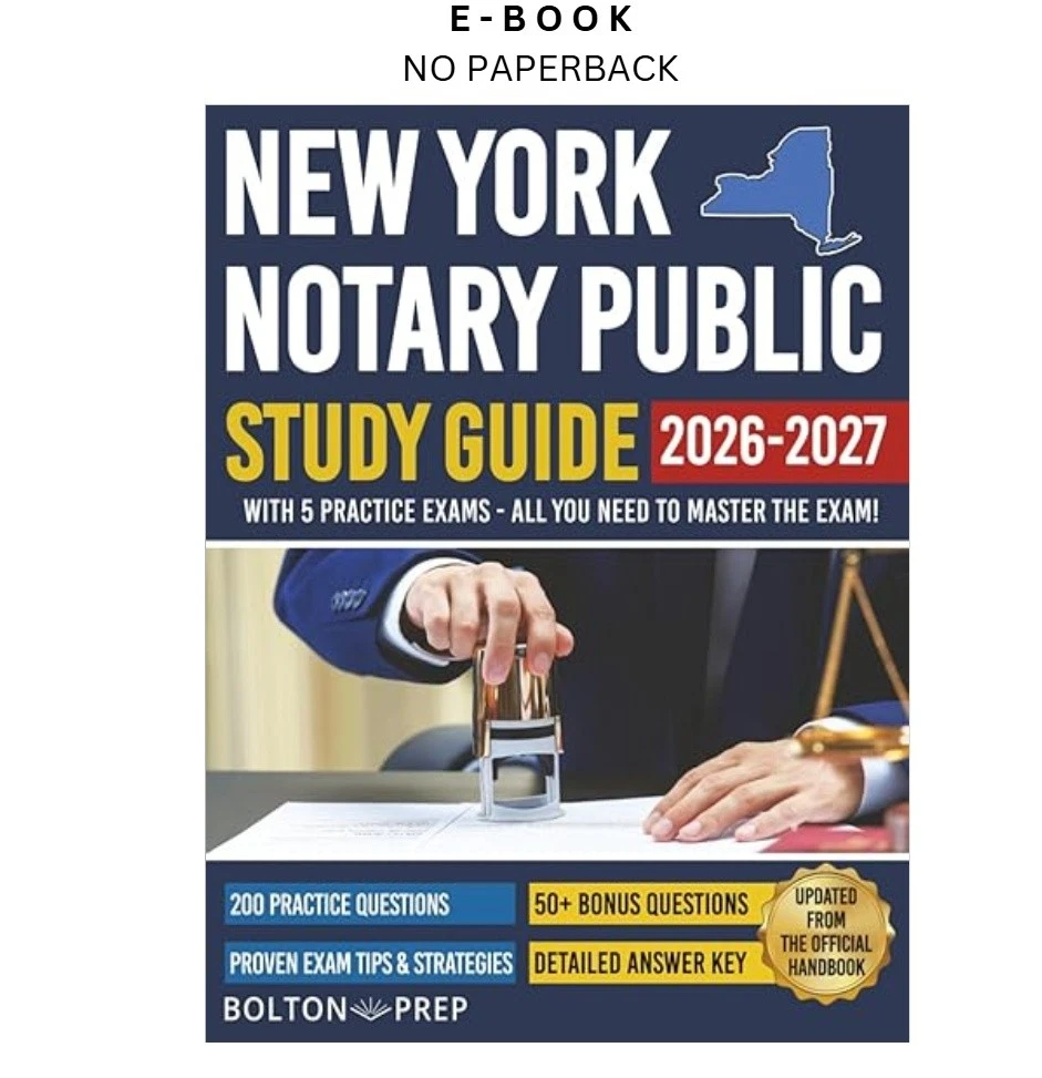Buy New York Notary Public Study Guide with ebook, instant digital download PDF from LD Global
