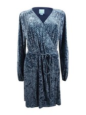 CeCe Women's Velvet Textured Wrap Dress (2, Dark Night) 039376159012