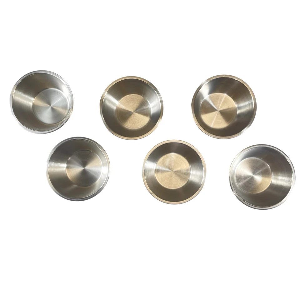 Vintage Crate & Barrel Ice Cream Bowls Stainless Steel & Melamine Orange S/6 NEW - Image 4 of 4