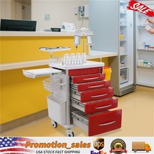 5 Drawers Rolling Crash Cart Utility Medical Trolley For Clinic Nursing Center