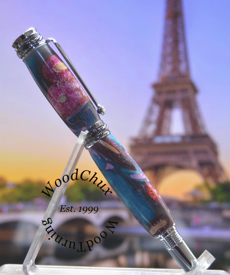 Pluma hecha a mano escritura bolígrafo fuente exótica cola de gato y cardos resina 1583 Foto 3 de 4