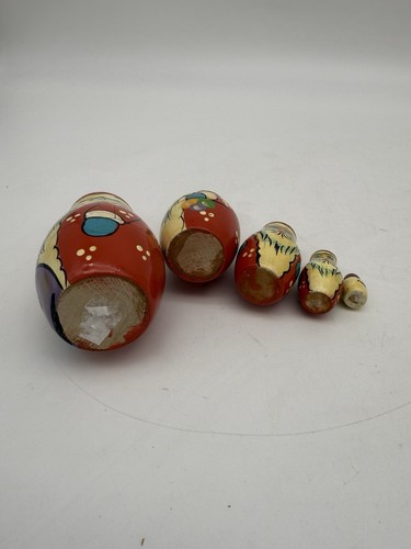 Vtg Santa Nesting Dolls Set of 5 Hand Painted - Picture 5 of 7