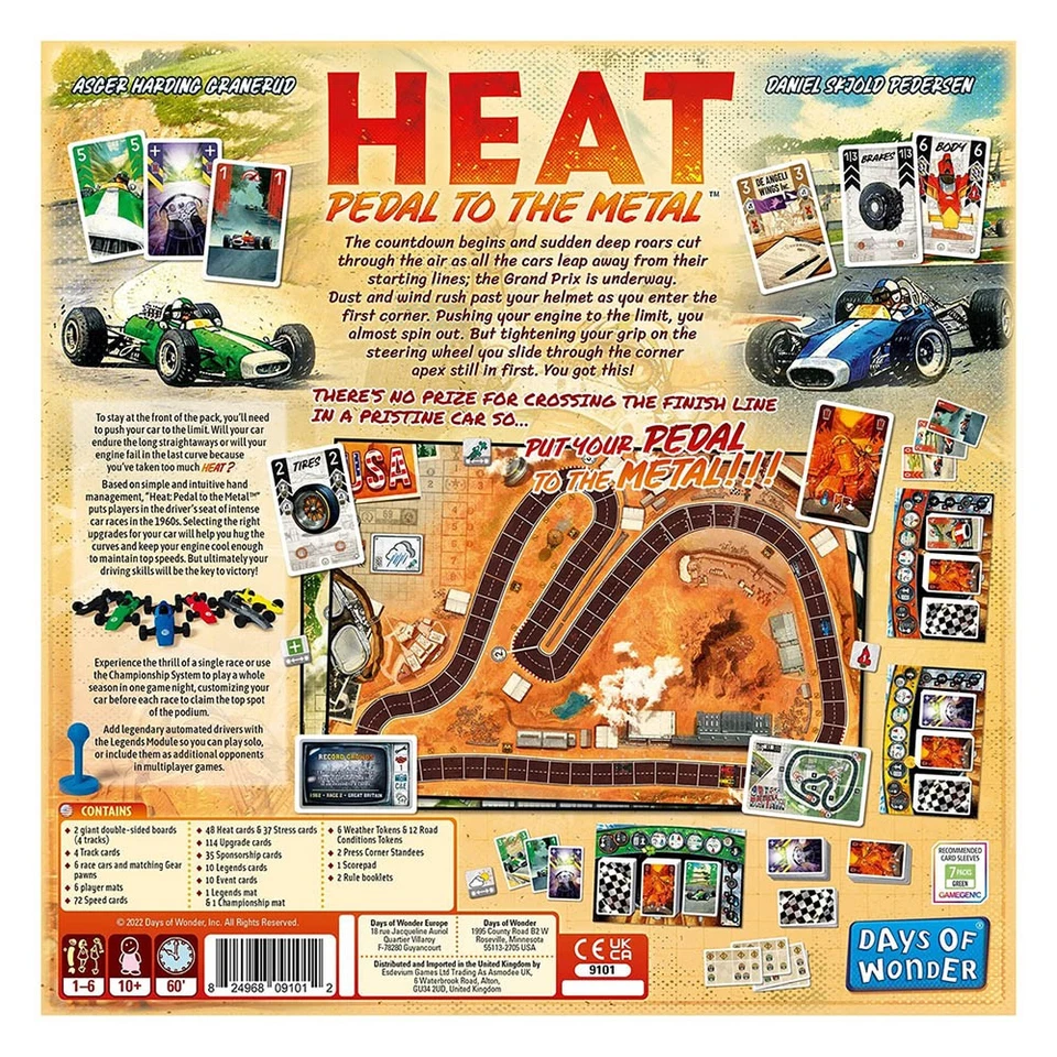 Days of Wonder HEAT Pedal to the Metal Intenso Car Racing & Strategy Juego de Mesa Foto 2 de 4