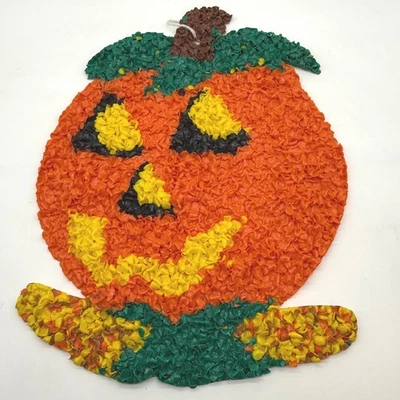 Vintage Halloween Pumpkin Plastic Popcorn Decoration Wall Hanging Decor - Image 1 of 4