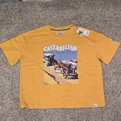 CAT Caterpillar Women's Sz S t-shirt Diesel Power Graphic Yellow centennial - Image 1 of 4