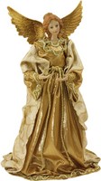 Schutzengel Figur Mit Stoffkleid, Gold, 28 Cm, Polyresin Deko