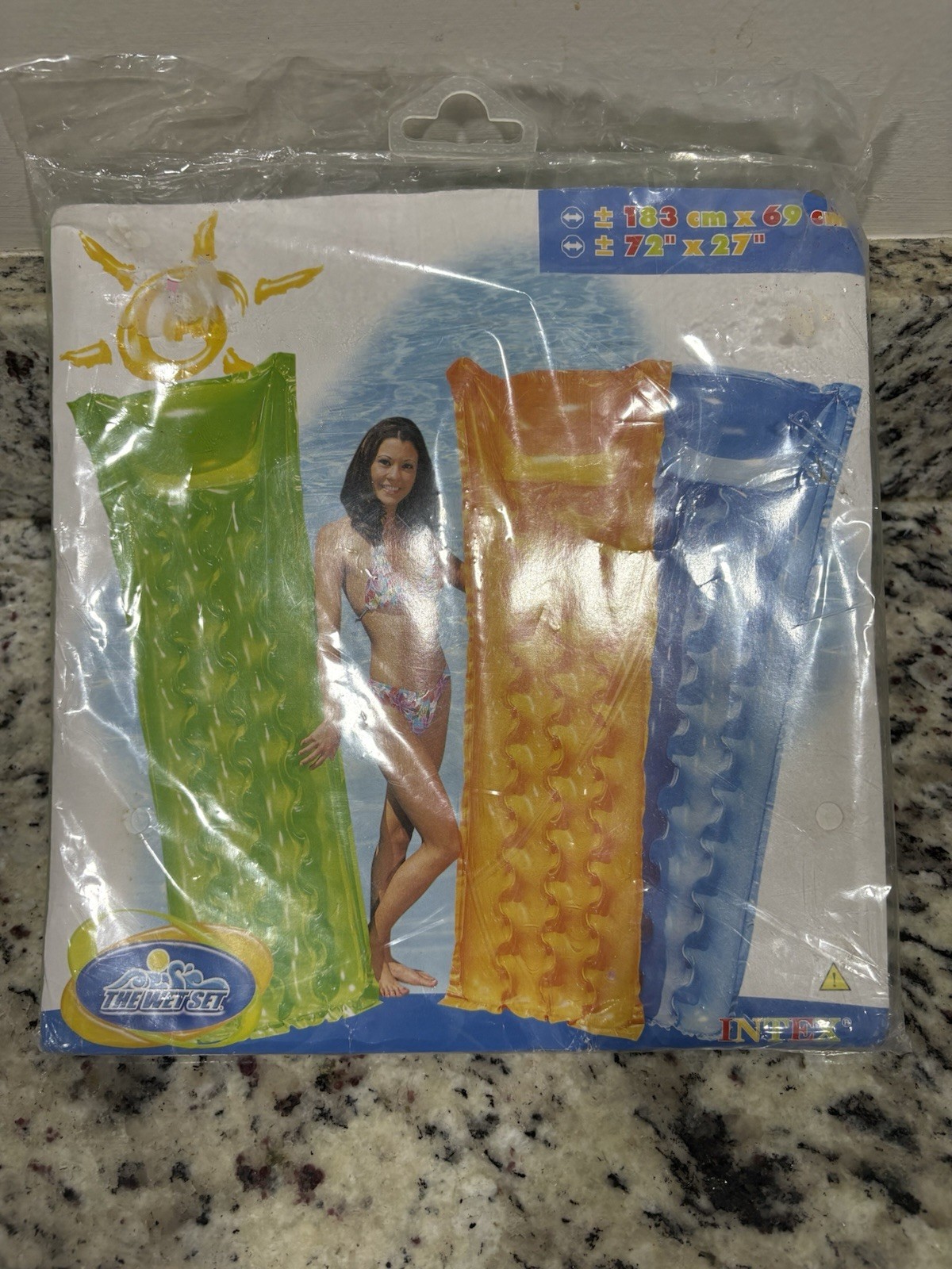 The Wet Set Intex 2003 Green Pool Raft Inflatable Air Mattress 72x27 Sealed NEW