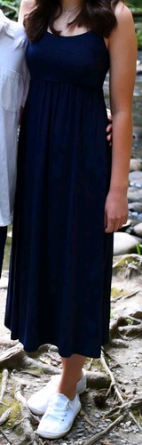 Old Navy XS dunkelblau Stretch Spaghettiträger Midi Sommerkleid für Damen - Bild 4 von 5