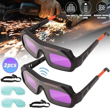 2 Set Auto Darkening Welding Glasses True Color Solar Safety Goggles PC Lens